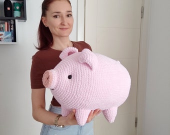 Crochet Piggy pillow, crochet Piggy pillow, home decor, pillow gift