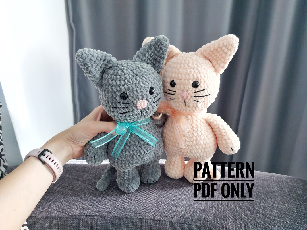 Crochet Cat Doll Pattern, Cat Amigurumi Pattern, Seamless Crocheted