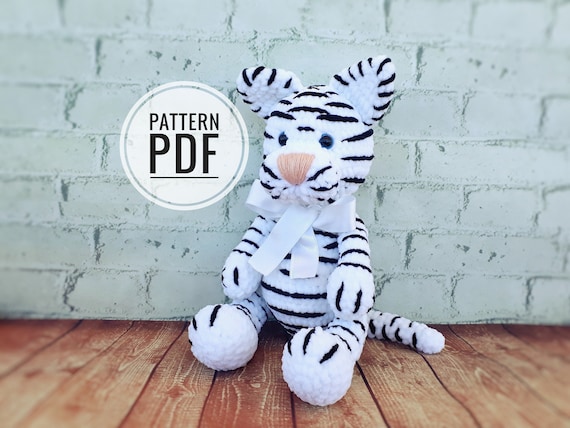 Crochet White Tiger Toy Pattern: Easy Amigurumi Animal (PDF Pattern)