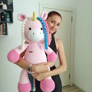 Crochet big pink house unicorn pillow pattern, big horse pattern, Amigurumi patterns, Crochet unicorn tutorial image 4