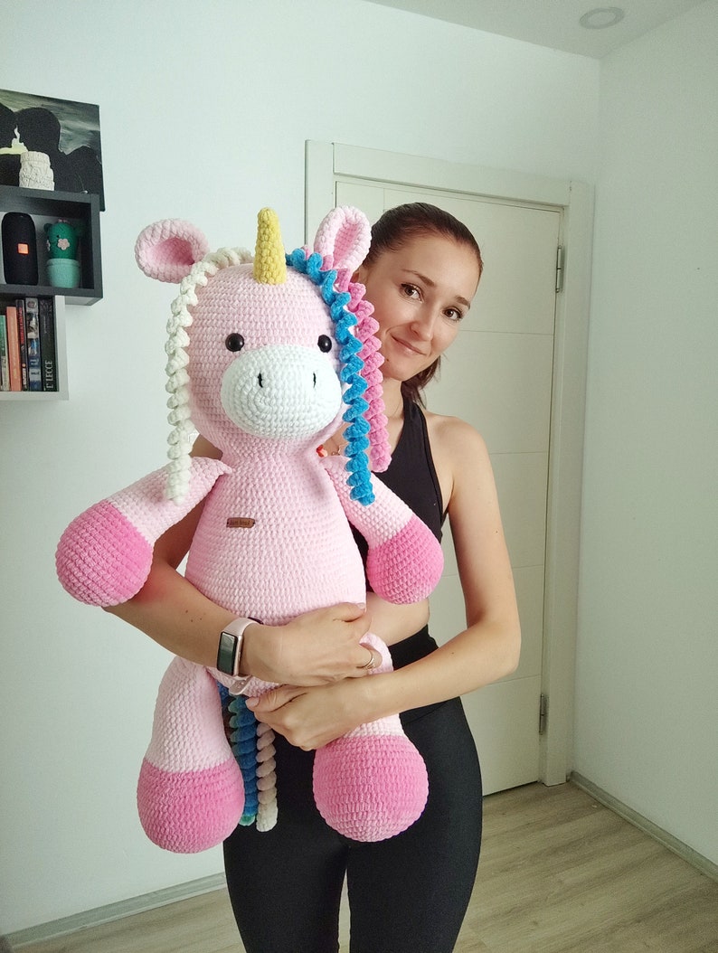 Crochet big pink house unicorn pillow pattern, big horse pattern, Amigurumi patterns, Crochet unicorn tutorial image 4