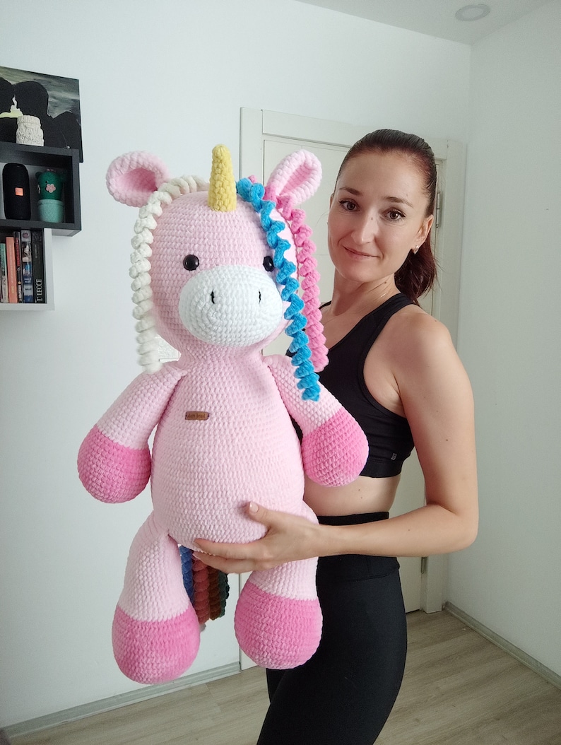 Crochet big pink house unicorn pillow pattern, big horse pattern, Amigurumi patterns, Crochet unicorn tutorial image 5