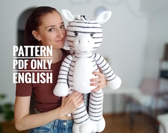 Big Zebra Crochet Pattern – Plush Amigurumi Animal – PDF Pattern Only (English)