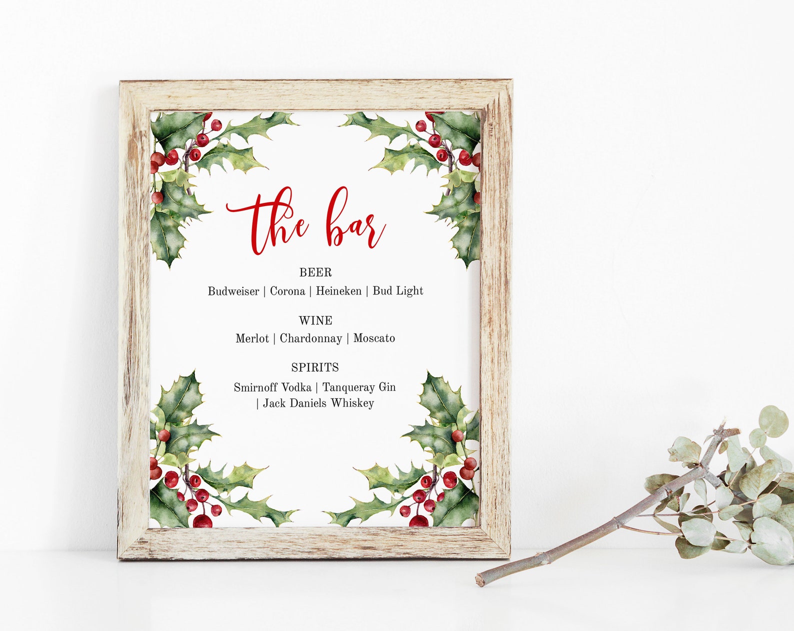 Christmas Bar Menu Template Editable Christmas Bar Menu Etsy