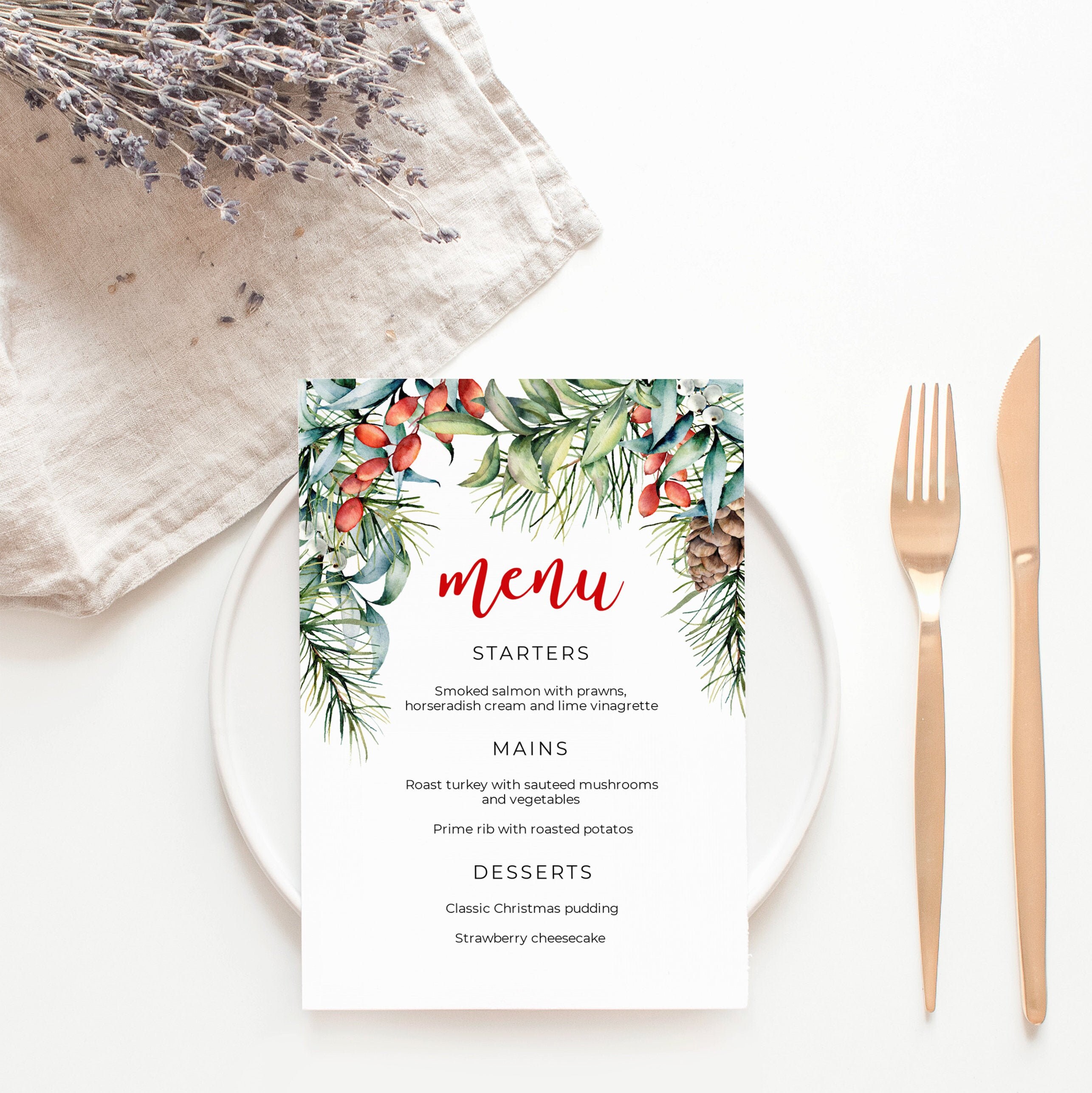 Editable Christmas Menu Template Printable Christmas Menu Etsy