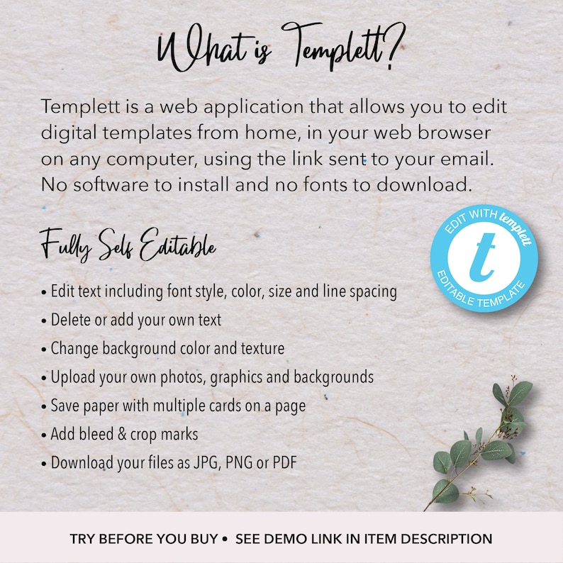 Calligrhaphy Digital Wedding Invitation Templett #Sophia INSTANT DOWNLOAD Editable WeddingTemplate Editable Electronic Invite template