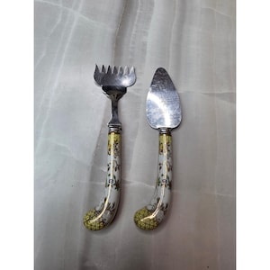 Prill Sheffield England Stainless Käseheber Set Porzellan Ananas A5