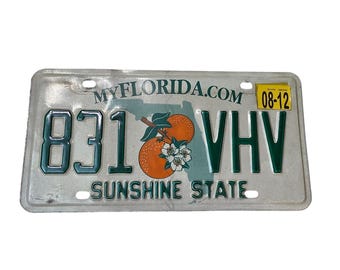 Florida License Plate Sunshine State Oranges 831 VHV 2012 Tag Metal Man Cave C2