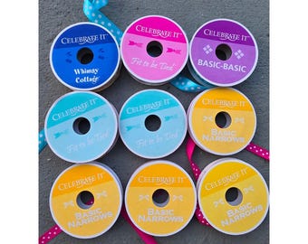 Celebrate It Craft Ribbon Lot of 9 Spools Polka Dot Leopard Floral Grosgrain A2