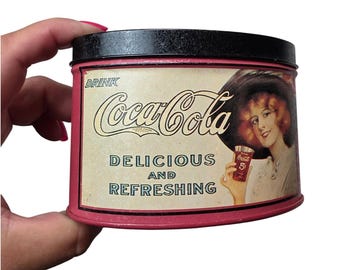 Vintage 1994 Coca-Cola Tin Oval Collectible Delicious and Refreshing Keller A6