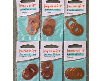 ImpressArt Premium Blanks Copper Washer Metal Stamping Jewelry Lot of 6 Packs A4