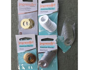 ImpressArt Metal Stamping Blanks Bundle Aluminum Brass Gold Plated Pewter W2