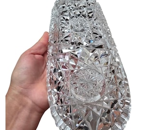 Vintage Cut Crystal Celery Dish Relish Tray American Brilliant Style 11.5 In W1