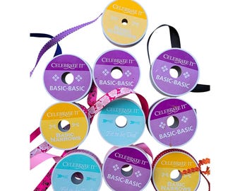 Celebrate It Craft Ribbon Lot 10 Spools Grosgrain Satin Glitter Floral Skulls
