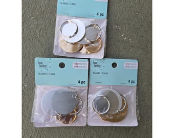 Bead Landing Elements 12pc Round Jewelry Blanks 1.3in Silver Gold Nickel Free K1