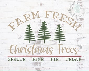 Boerderij verse kerstbomen SVG: ontwerp vakantiebord (digitale download)