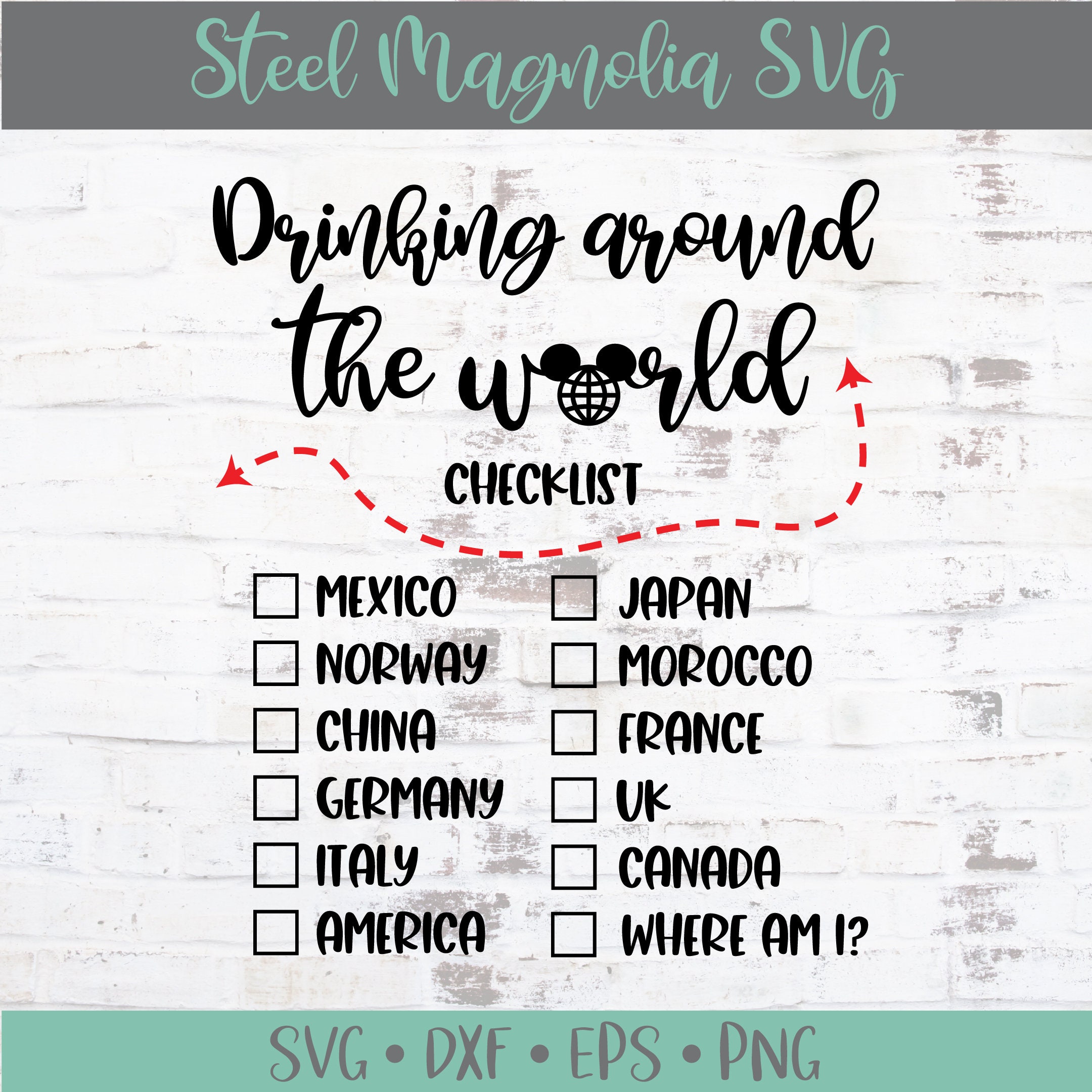 Drinking Around the World SVG Epcot SVG Disney World Etsy