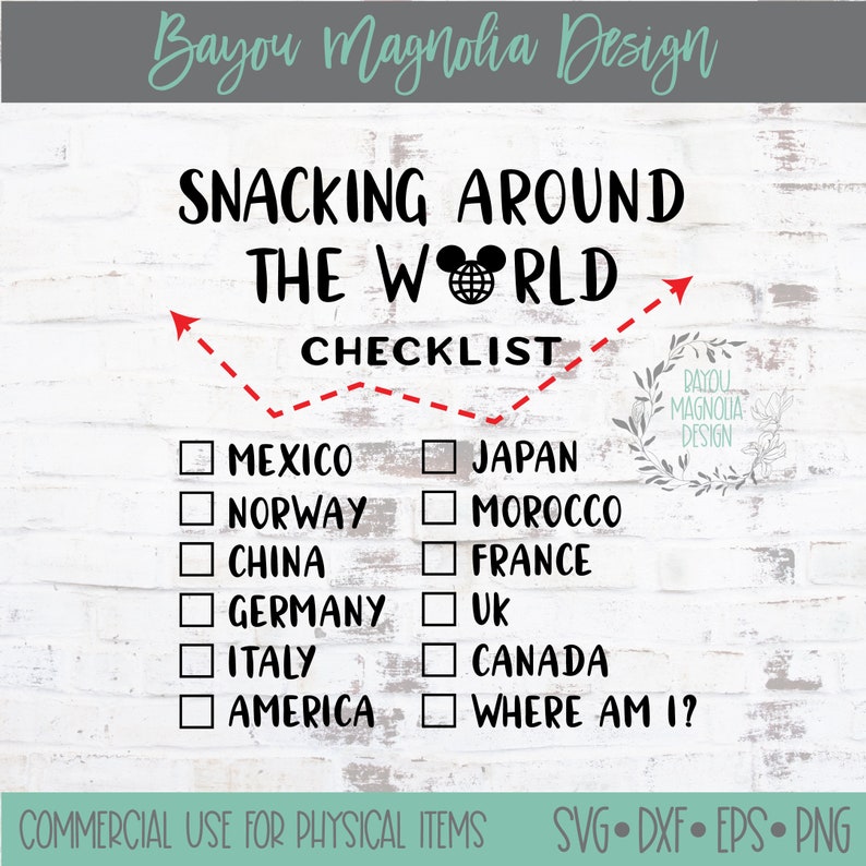 Drinking Around the World Checklist SVG Snacking Around the Etsy Canada