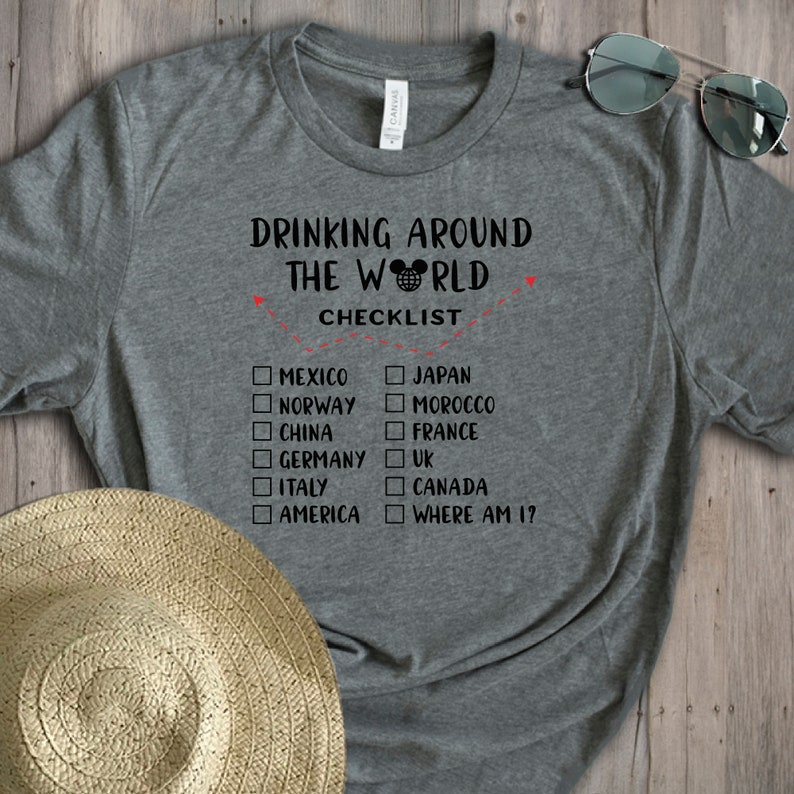Drinking Around the World Checklist Couples and Friends Shirt Etsy