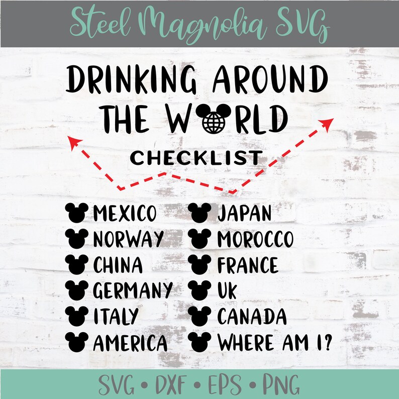 Drinking around the world Checklist SVG Disney SVG Disney Etsy