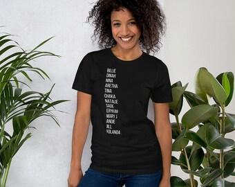 Camiseta con nombres de cantantes de soul, camiseta para fans de la música R&B