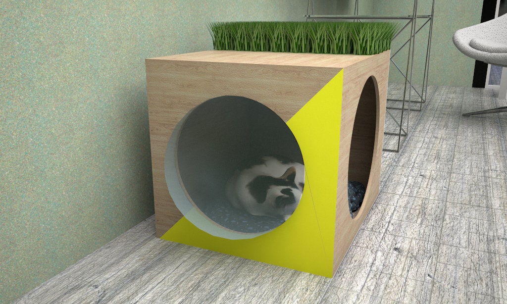 Sketchup House for Cats in Recycled Wood Etsy