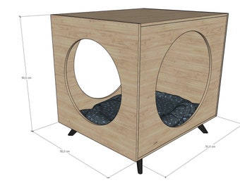 Piano casa sketchup per gatti in legno riciclato