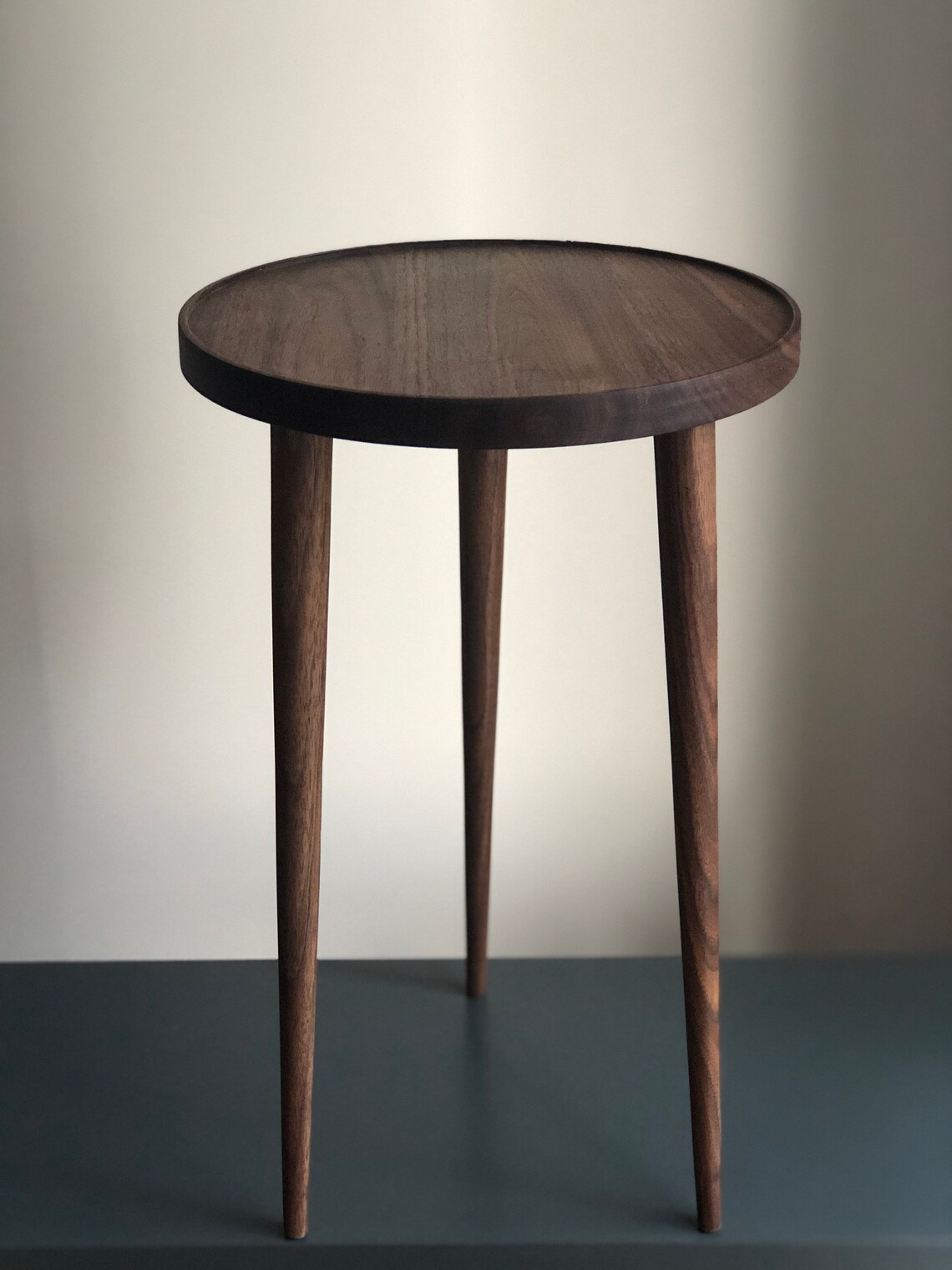 Medium Solid Wood Round Toxic Free American Walnut Side Table Etsy UK