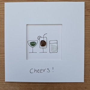 Cheers Cocktail Drinks Biglietto fatto a mano, Arte Seaglass, Biglietti di auguri unici, Biglietti di compleanno, Made in Norfolk