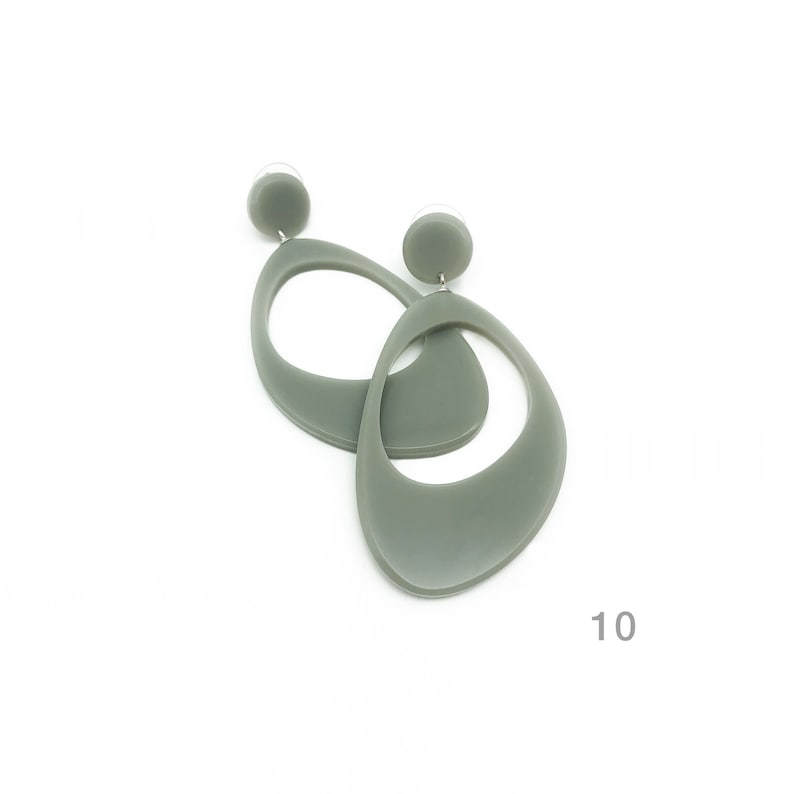 Boucles d'oreilles en acrylique style vintage SOPHIE avec attaches argent 925 10 - Gris