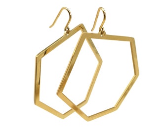 Hexagonal earrings METEOR Gold plated 24k fine gold or silver plated geometrical design