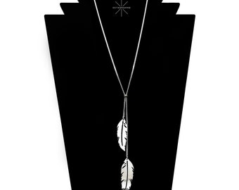 FEATHERS necklace Adjustable 2  different feathers pendants gold plated 24k fine gold or silver plated with 925 sterling silver chain