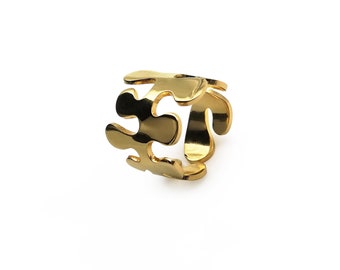 MATISSE inspired cut out adjustable ring gold plated 24k  3 microns or silver plated