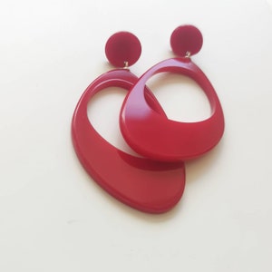 Boucles d'oreilles en acrylique style vintage SOPHIE avec attaches argent 925 1 - Rouge