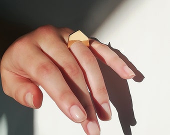 Flat geometric design stacking ring METEOR Gold-plated 24k or silver plated