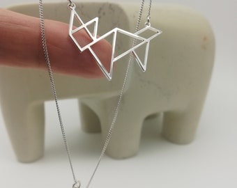 Necklace TANGRAM ''fox '' / Gold plated 24k fine gold or silver plated with silver 925 chain