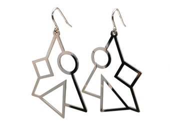 Eighties geometric dangle earrings Gold plated 24k fine gold or silver plated sterling silver earwire