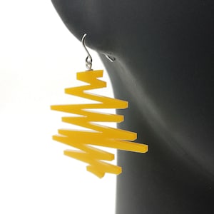 ZIGZAG acryl oorbellen, plexiglas sieraden, 925 zilveren onderdelen, lichtgewicht oorbellen