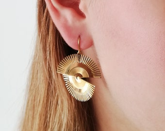 Earrings sunburst AURORE Gold plated 24k fine gold or silver plated