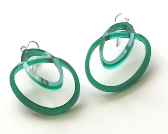 Dangle elliptic shapes acrylic colorful earrings, with 925 silver hooks, Designers earrings, Plexiglass earrings