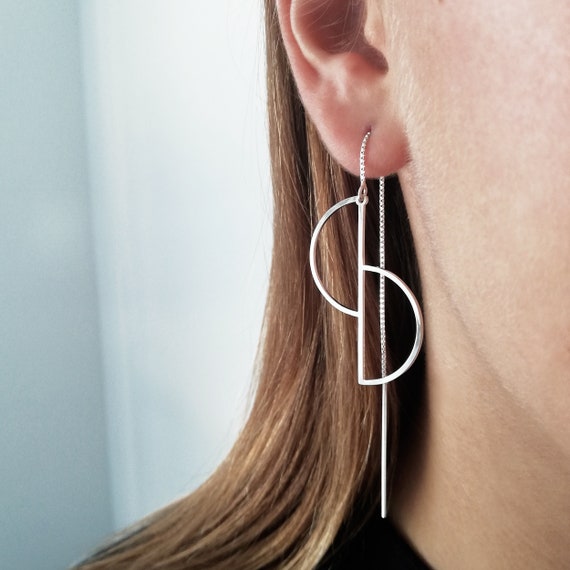 Gold-plated Sterling Silver Threader Earrings with Circle End Gold-plated Sterling Silver Threader Earrings with Circle End