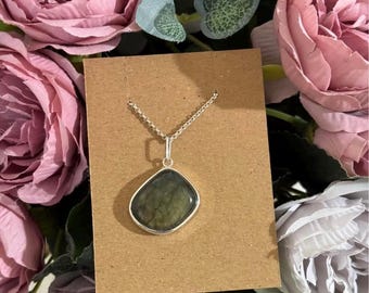 Labradorite Sterling Silver Neclace w Chain