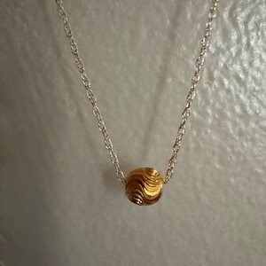 21K Solid Gold Bead on 10K Gold Chain Neckalce