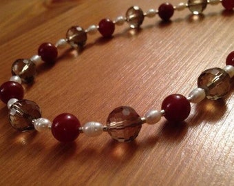 Carnelian & Smoky Quartz Sterling Silver Necklace / Set
