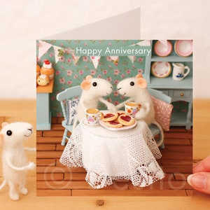 Whimsical Anniversary Card: Mice with Heart Biscuits