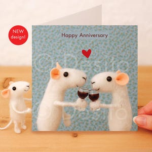 Anniversary Card: Happy Anniversary! Needle-Felted, photographed.