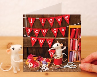 Whimsical greetings card - I love you so much