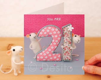 Whimsical Birthday Card - You are 21