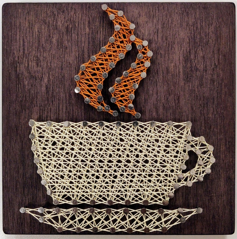 STRING ART Coffee Cup Tea Cup Wall Decor Bedroom Art Etsy