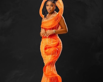 Burnt Orange Mermaid Prom Dress, Birthday Dress, Evening Dress, Wedding  Dress, African Dresses, Reception Dress, Prom Dress, Homecoming Dres - Etsy
